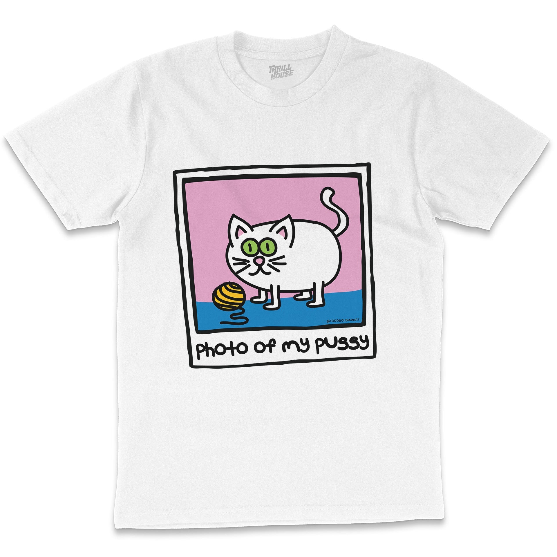 Photo of My Pussy Funny Rude Bad Pun Dad Joke Crude Humour Cat Kitten Cotton T-Shirt