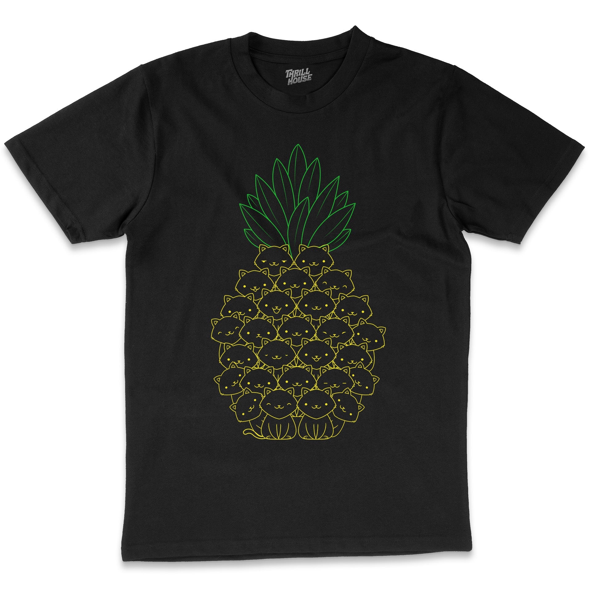 Pineapple Cat Funny Artsy Kitten Fruit Food Cotton T-Shirt