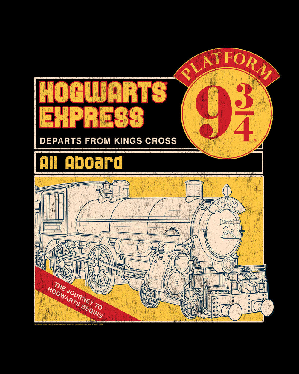 Harry Potter Platform Nine and Three Quarters Hogwarts Witchcraft Wizardry School Officially Licensed Cotton T-Shirt