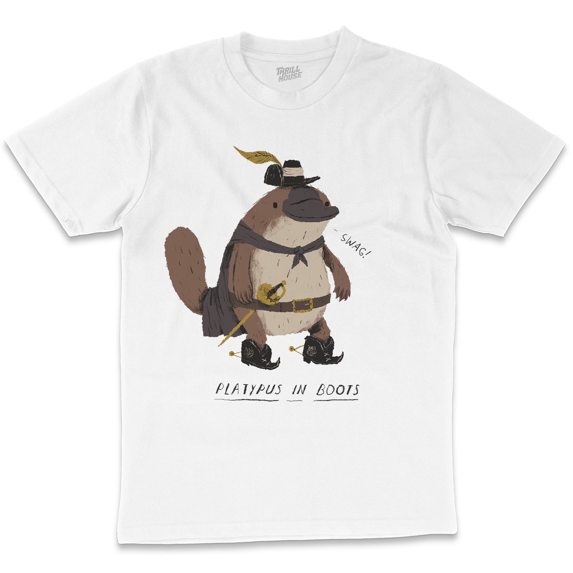 Platypus in Boots Funny Parody Pun Animal Cotton T-Shirt