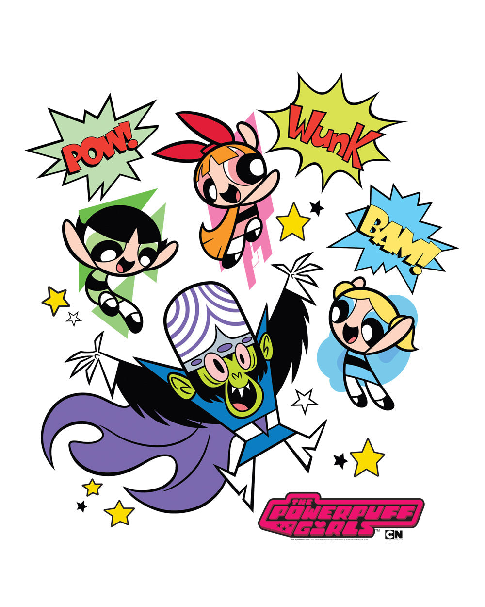 Powerpuff Girls Pow 90s Superhero Cartoon Animation Series Officially Licensed Cotton T-Shirt