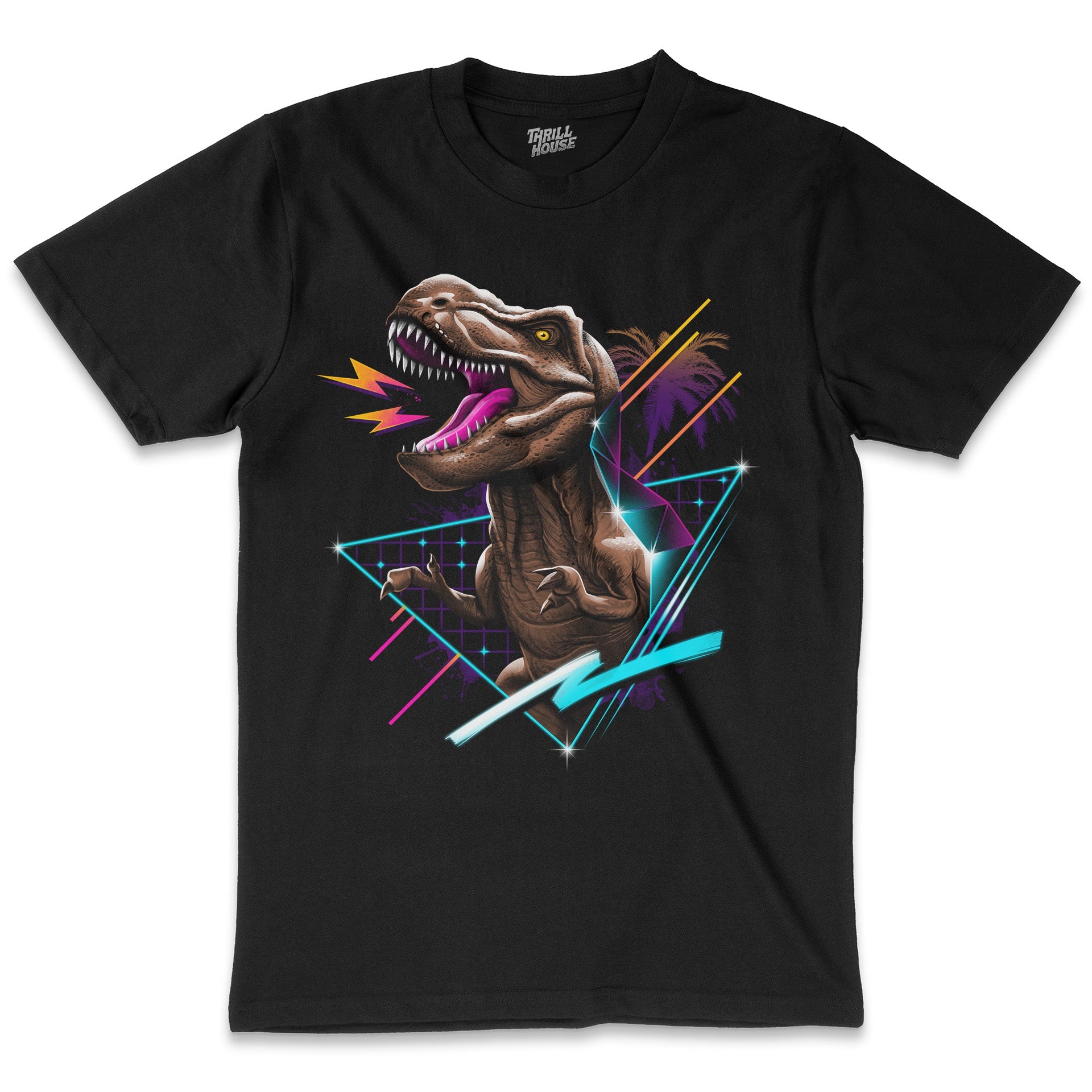 Rad T-Rex Dinosaur 80s Synthwave Vaporwave Retro Vintage Artsy Cotton T-Shirt