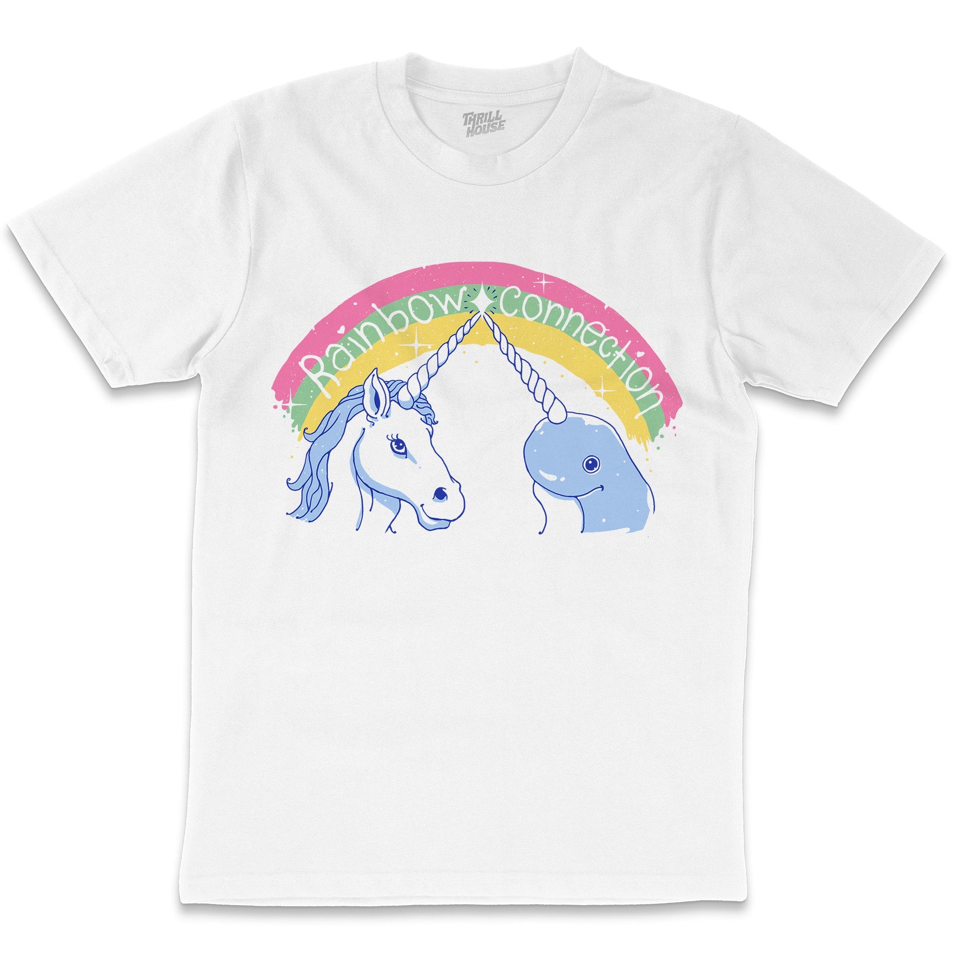 Rainbow Connection Narwhal Unicorn Cute Mythical Animal Cotton T-Shirt