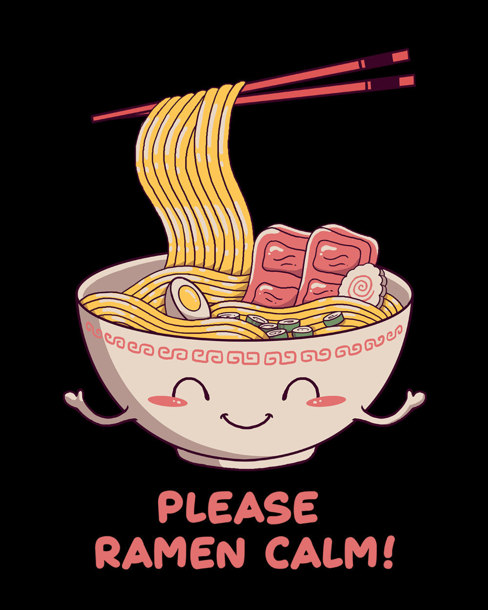 Ramen Calm Japanese Noodles Soup Foodie Cotton Chopsticks Artsy Cotton T-Shirt