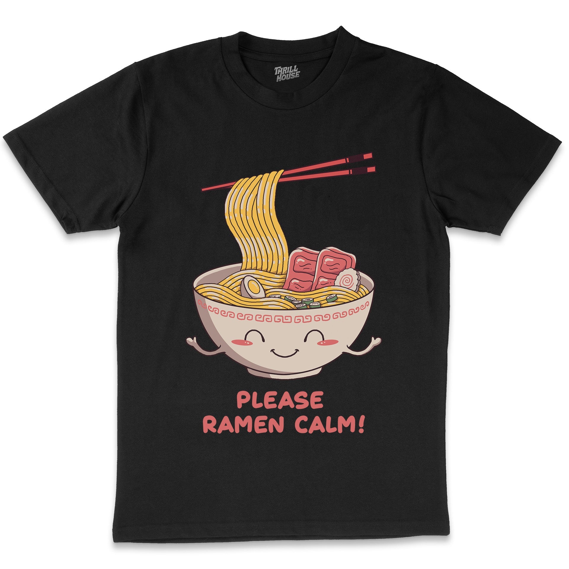 Ramen Calm Japanese Noodles Soup Foodie Cotton Chopsticks Artsy Cotton T-Shirt