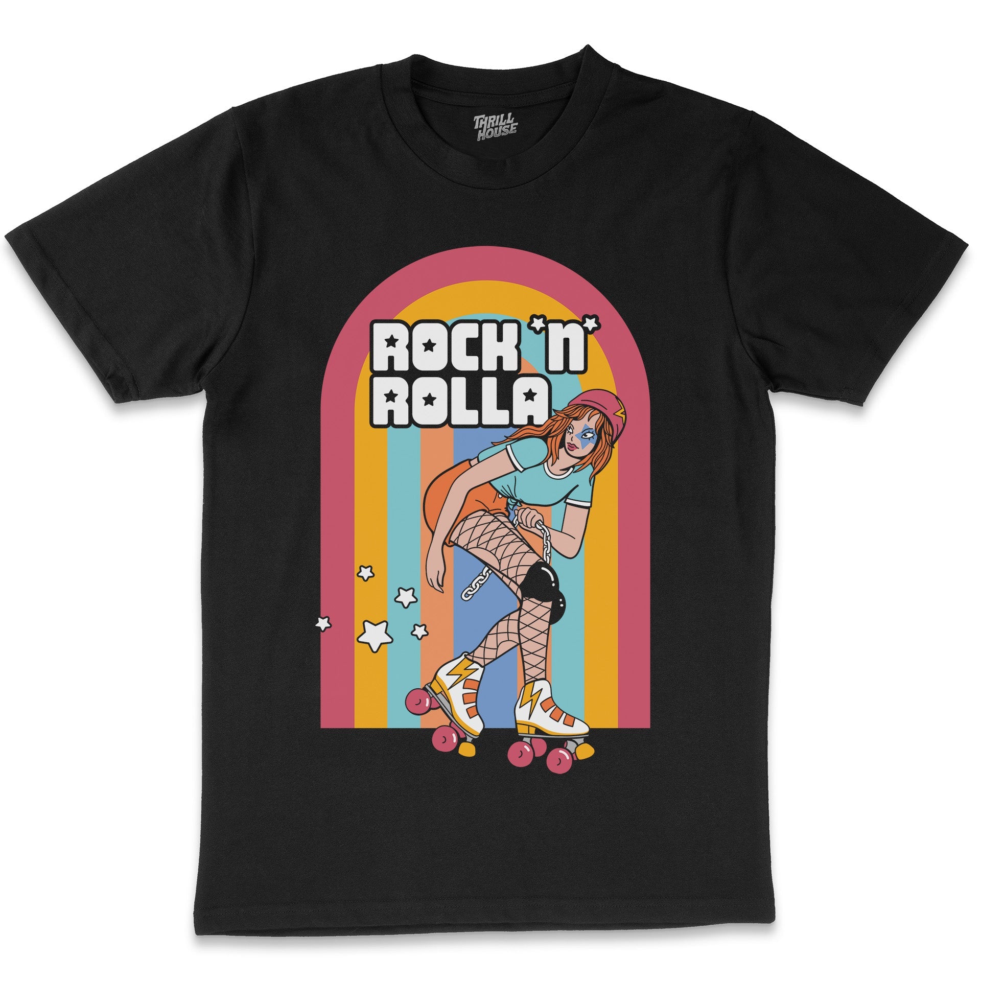 Rock N Rolla 80s Roller Skating Roller Derby Retro Vintage Cotton T-Shirt