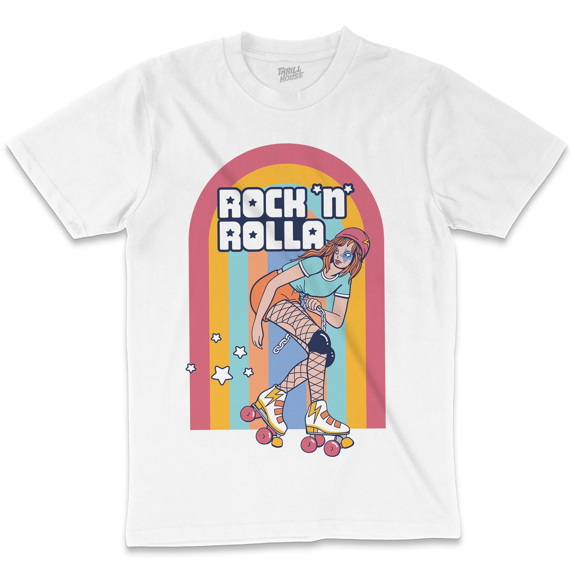 Rock N Rolla 80s Roller Skating Roller Derby Retro Vintage Cotton T-Shirt