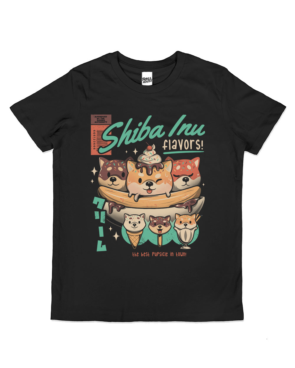 Shiba Inu Flavors Kids Japanese Ice Cream Sundae Dog Kawaii Cute Cool Cotton Novelty T-Shirt