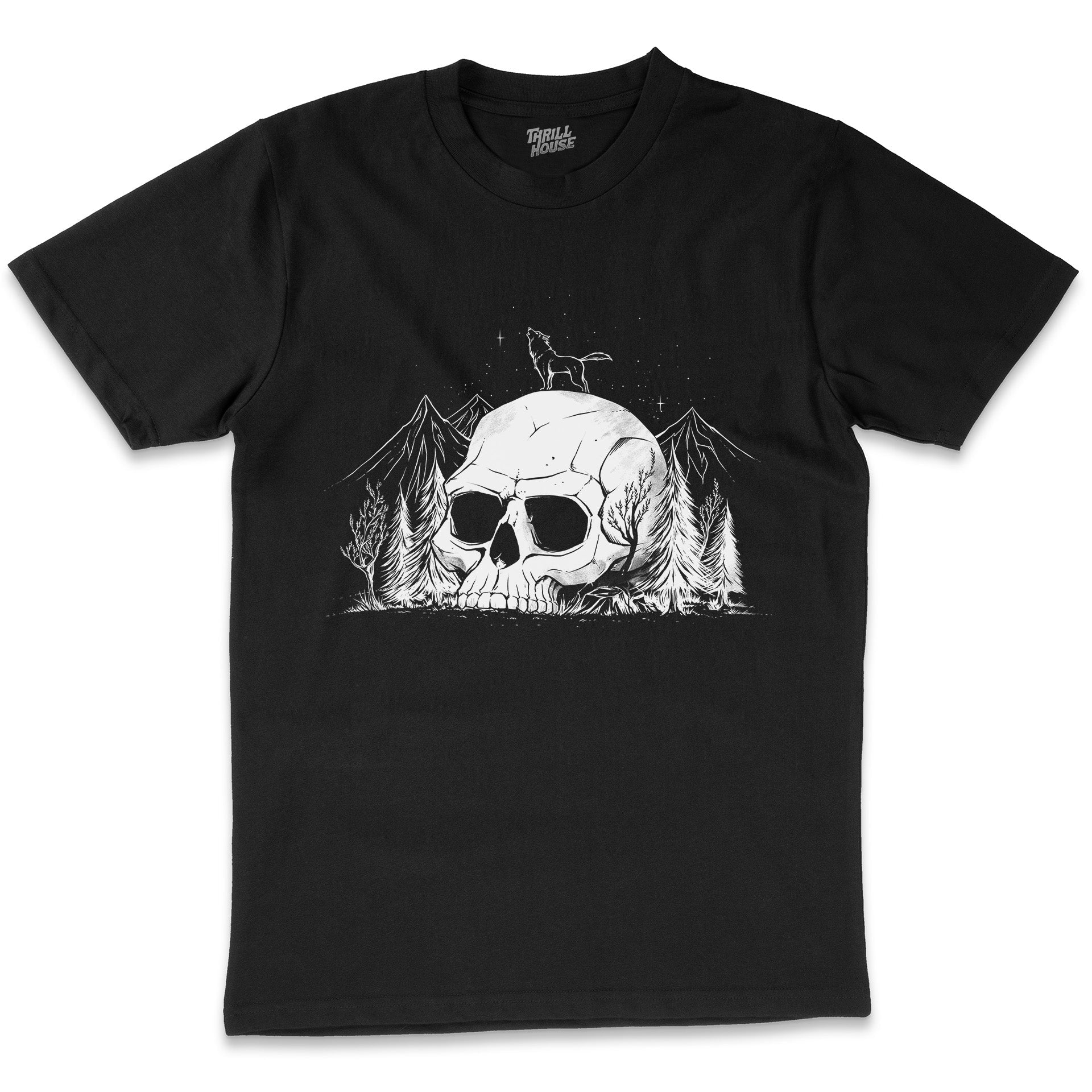 Skull Forest Artsy Outdoors Landscape Wilderness Dark Arts Morbid Cotton T-Shirt