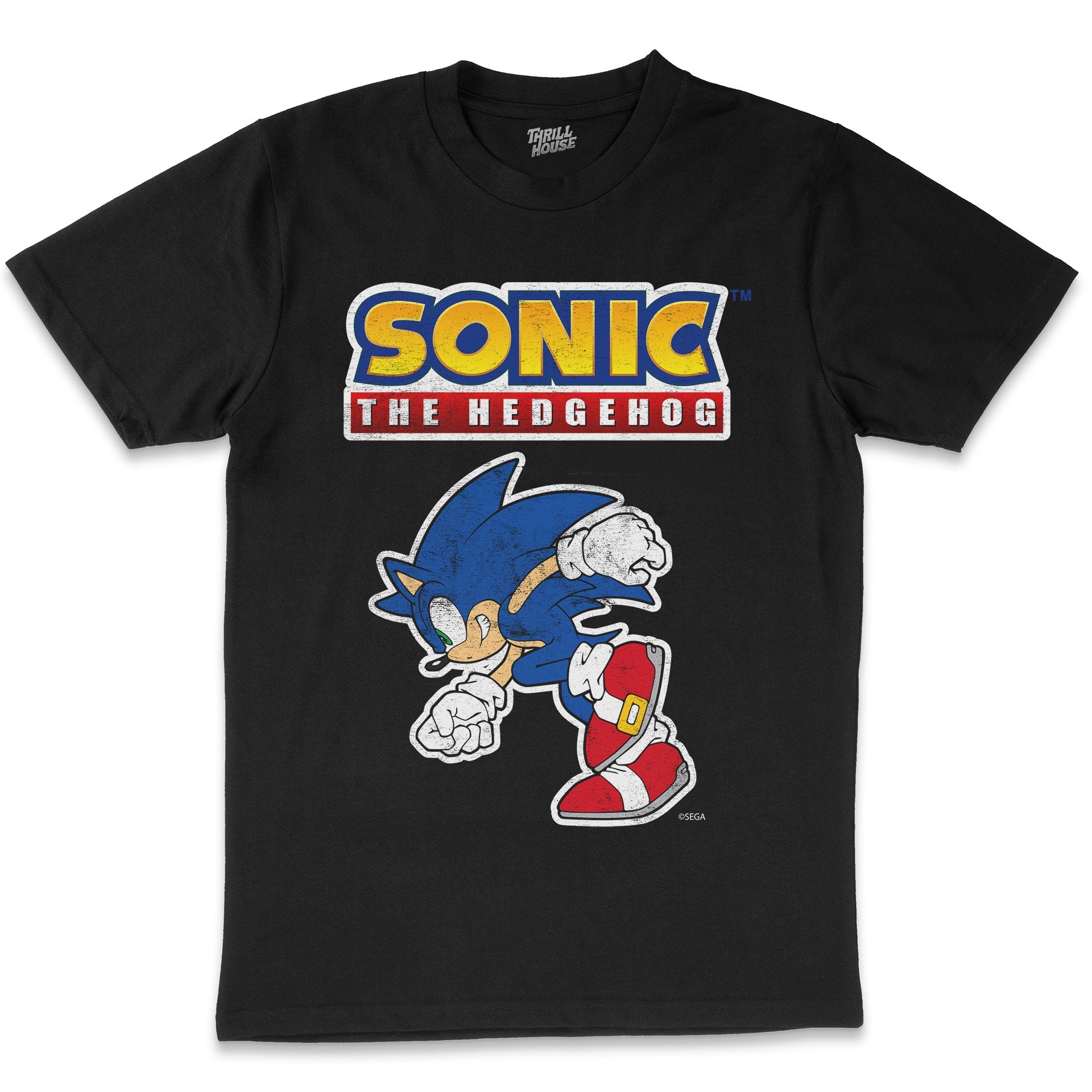 Sonic The Hedgehog Always on the Run 90s Video Game Cartridge Console Officially Licensed SEGA T-Shirt