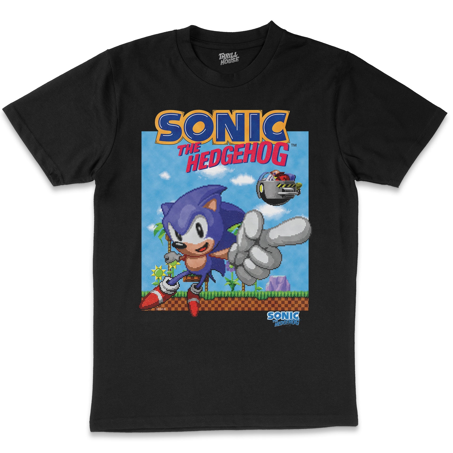 Sonic The Hedgehog Dr Eggman Retro 90s Video Game Cartridge Console Officially Licensed SEGA T-Shirt