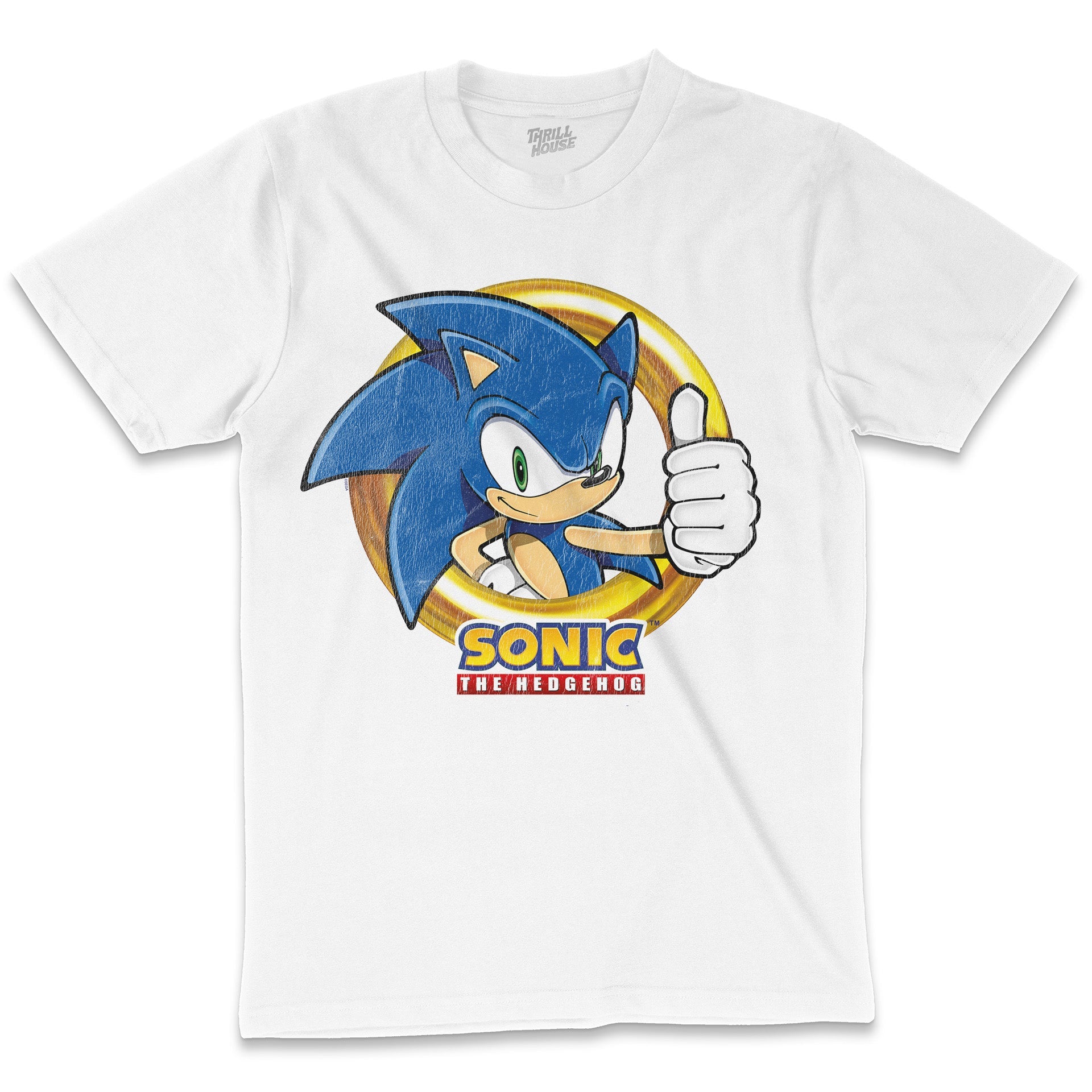 Sonic The Hedgehog Gold Ring Retro 90s Video Game Cartridge Console Officially Licensed SEGA T-Shirt