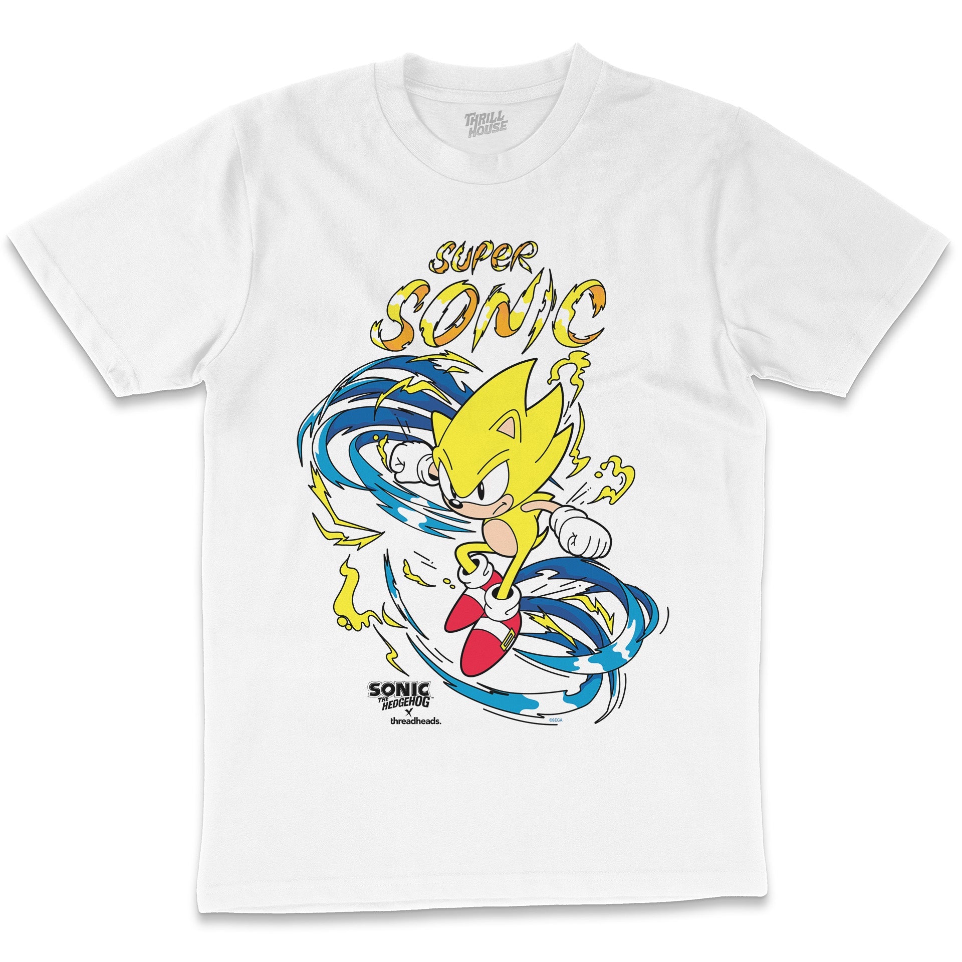 Sonic The Hedgehog Hyper Sonic 90s Gamer Video Game Licensed SEGA Cotton T-Shirt