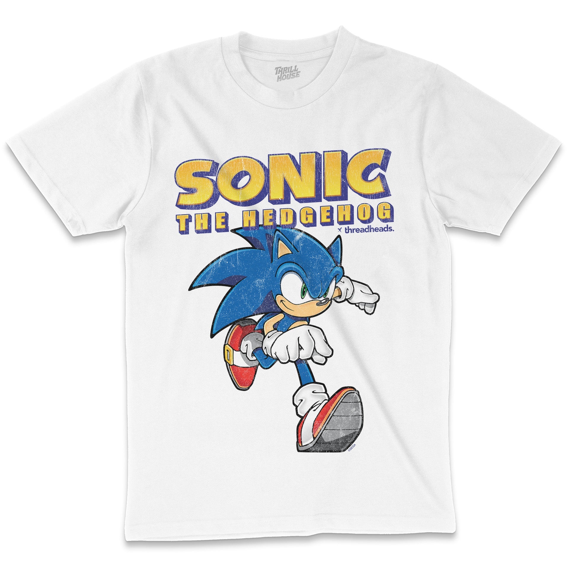 Sonic The Hedgehog On the Run Retro 90s Video Game Cartridge Console Officially Licensed SEGA T-Shirt
