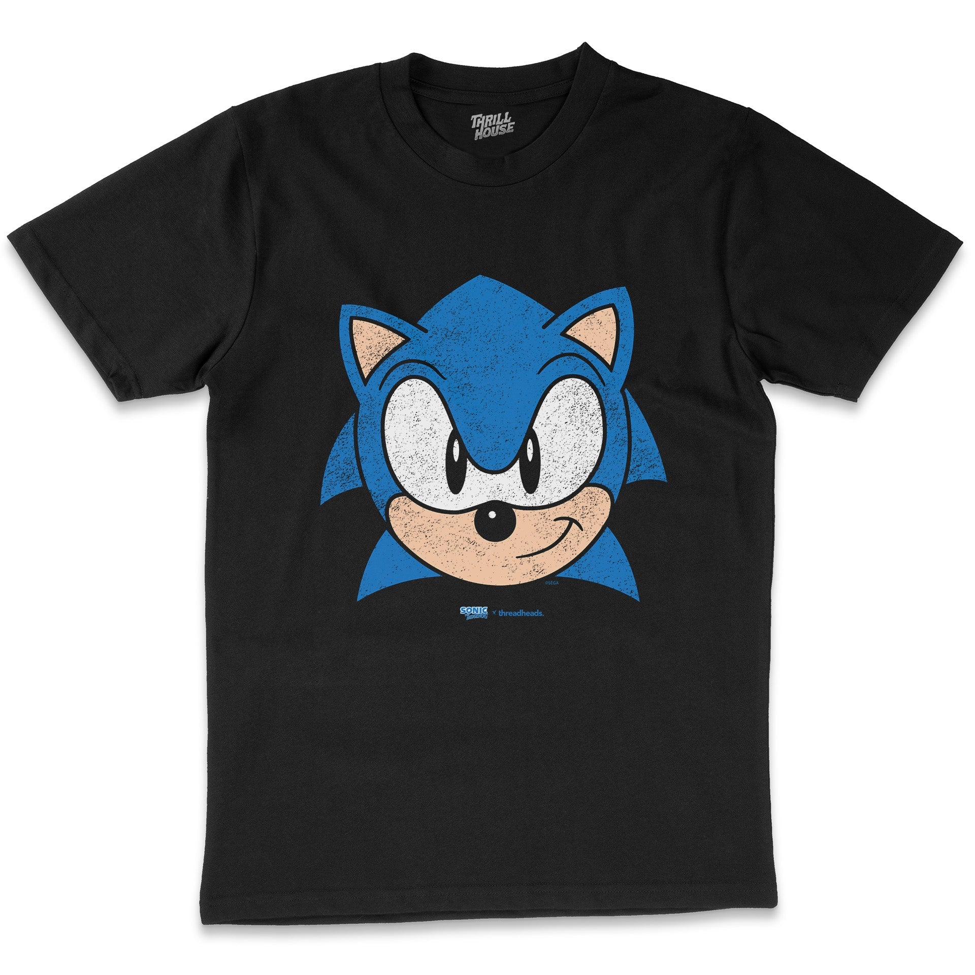 Sonic The Hedgehog Face Retro 90s Video Game Cartridge Console Officially Licensed SEGA T-Shirt