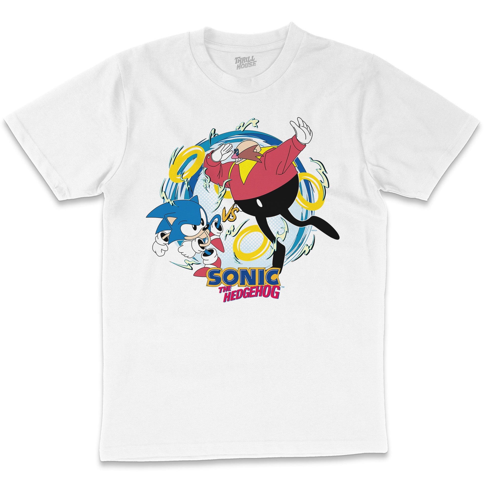 Sonic The Hedgehog vs Dr Eggman 90s Video Game Cartridge Console Officially Licensed SEGA T-Shirt