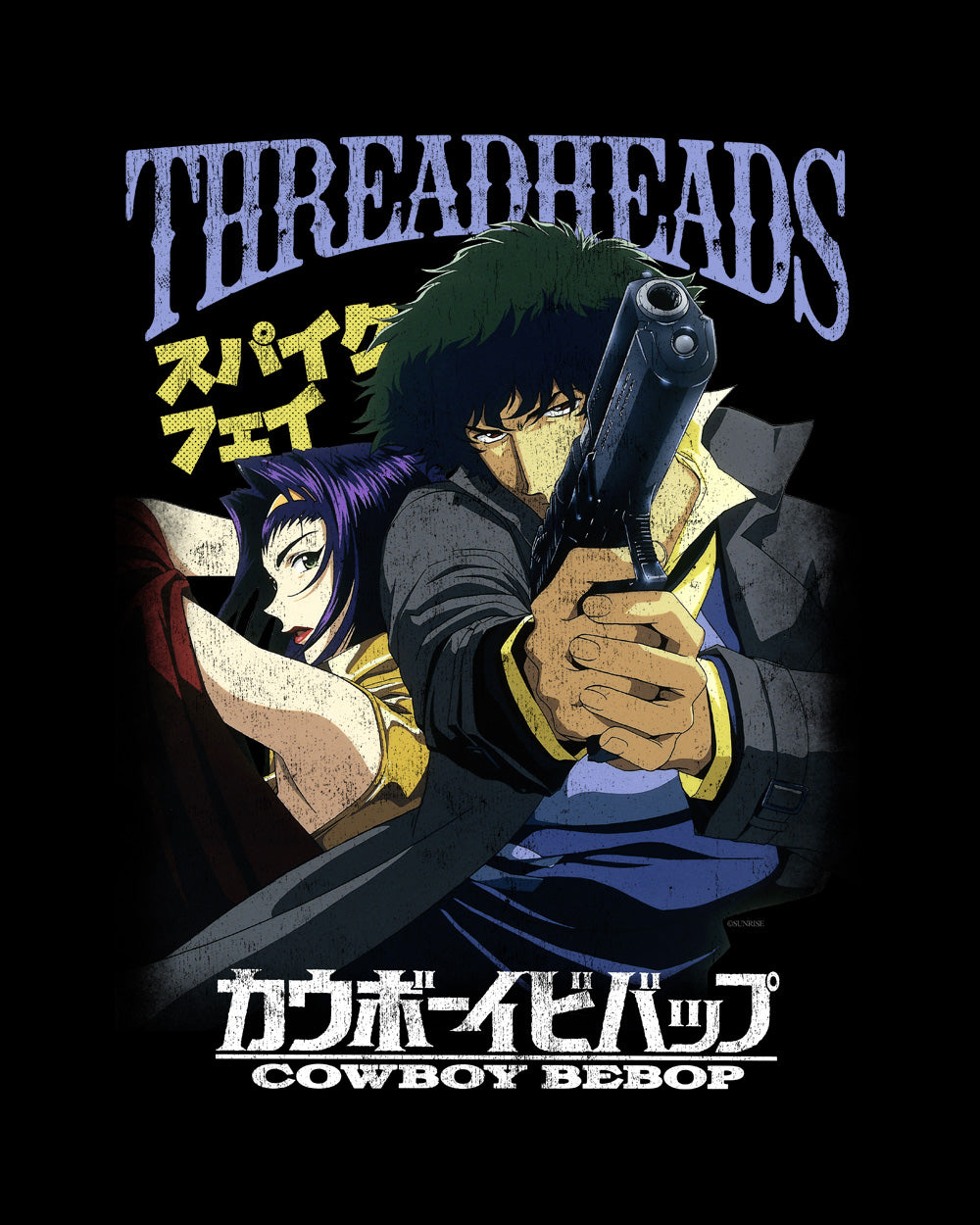 Cowboy Bebop Spike and Faye Officially Licensed Japanese Anime Sci-Fi 90s Adventure Cartoon Cotton T-Shirt