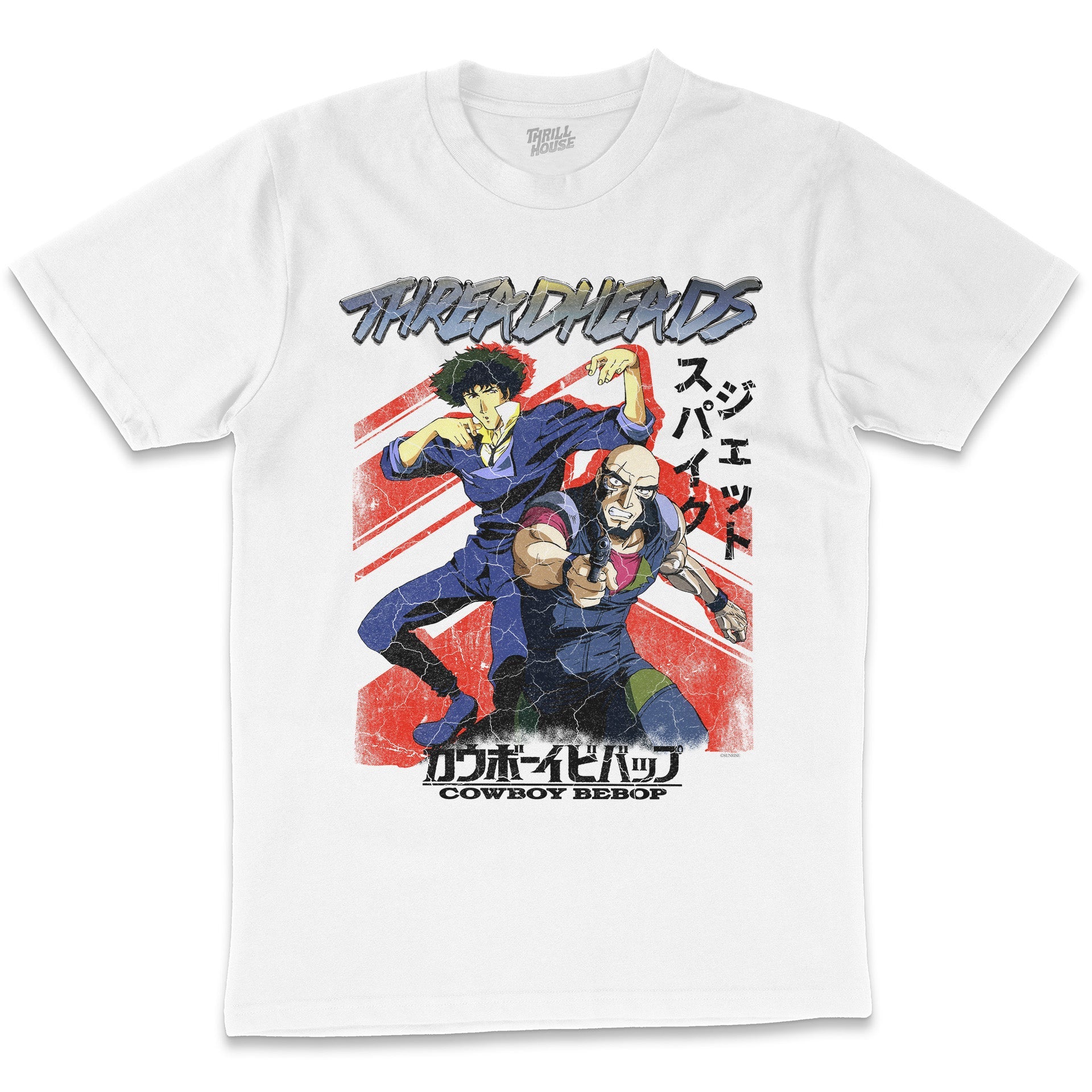 Cowbot Bebop Spike and Jet Officially Licensed Japanese Anime Sci-Fi 90s Adventure Cartoon Cotton T-Shirt