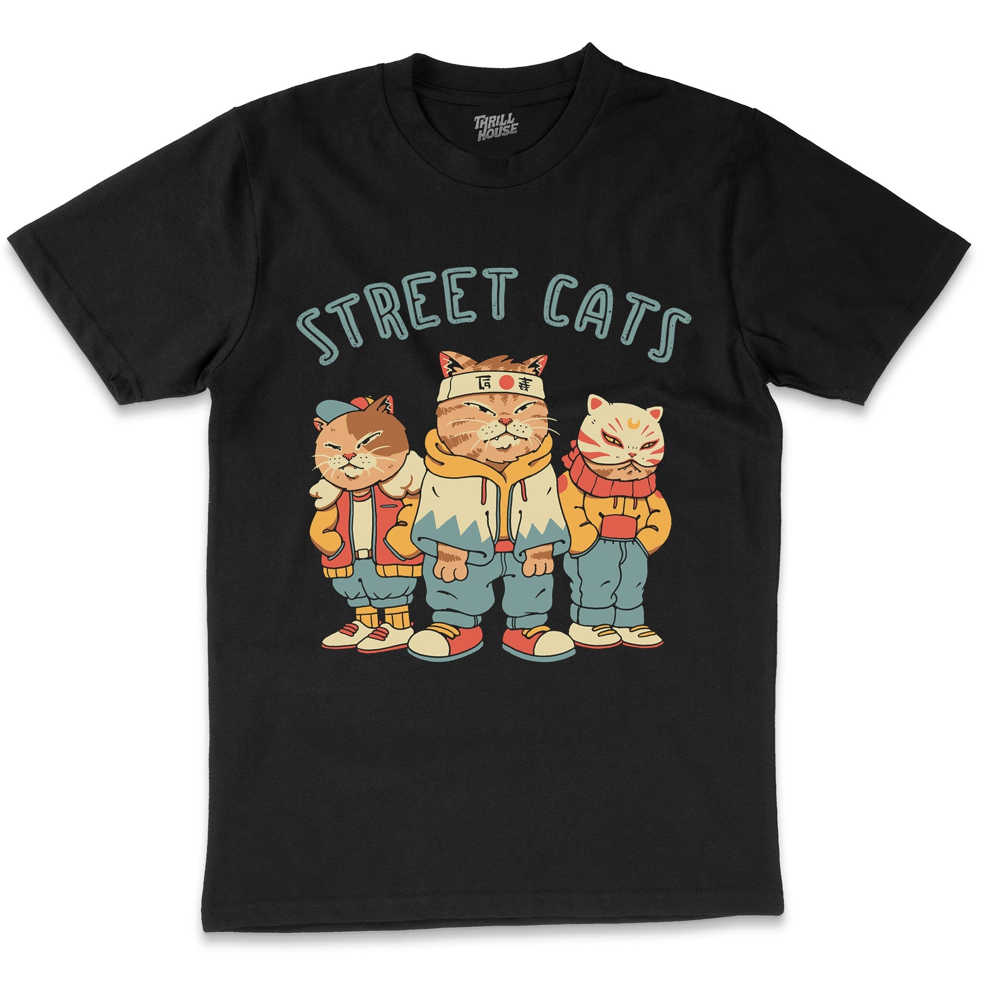 Street Cats Japan Japanese Funny Cat Kitten Gang Animal Cute Cotton T-Shirt