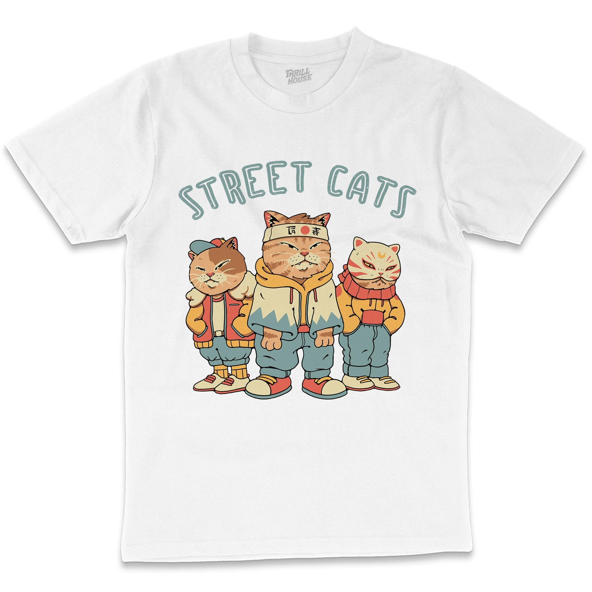 Street Cats Japan Japanese Funny Cat Kitten Gang Animal Cute Cotton T-Shirt
