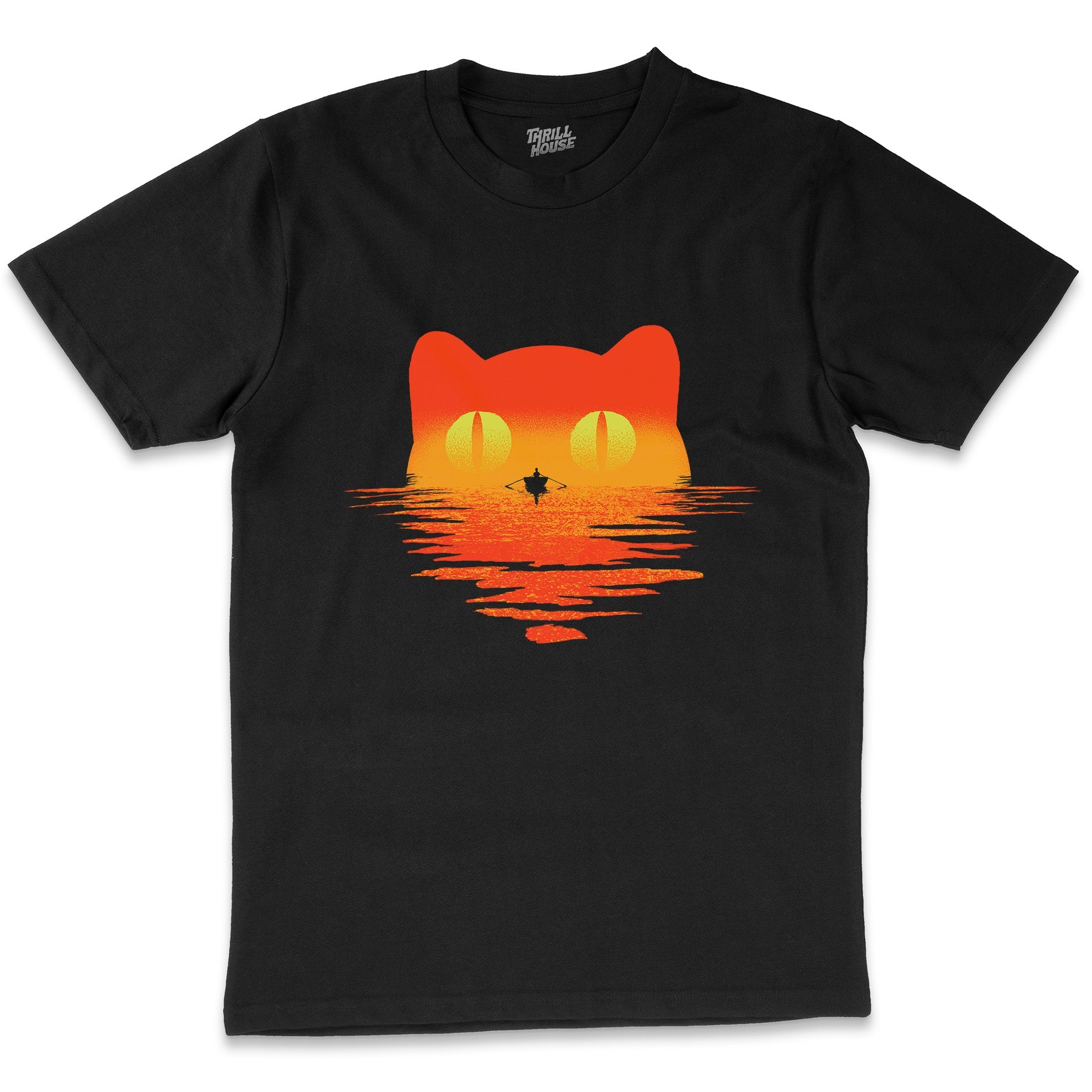 Suncat Sun Cat Shimmering Sunset Ocean Artsy Kitten Animal Cotton T-Shirt