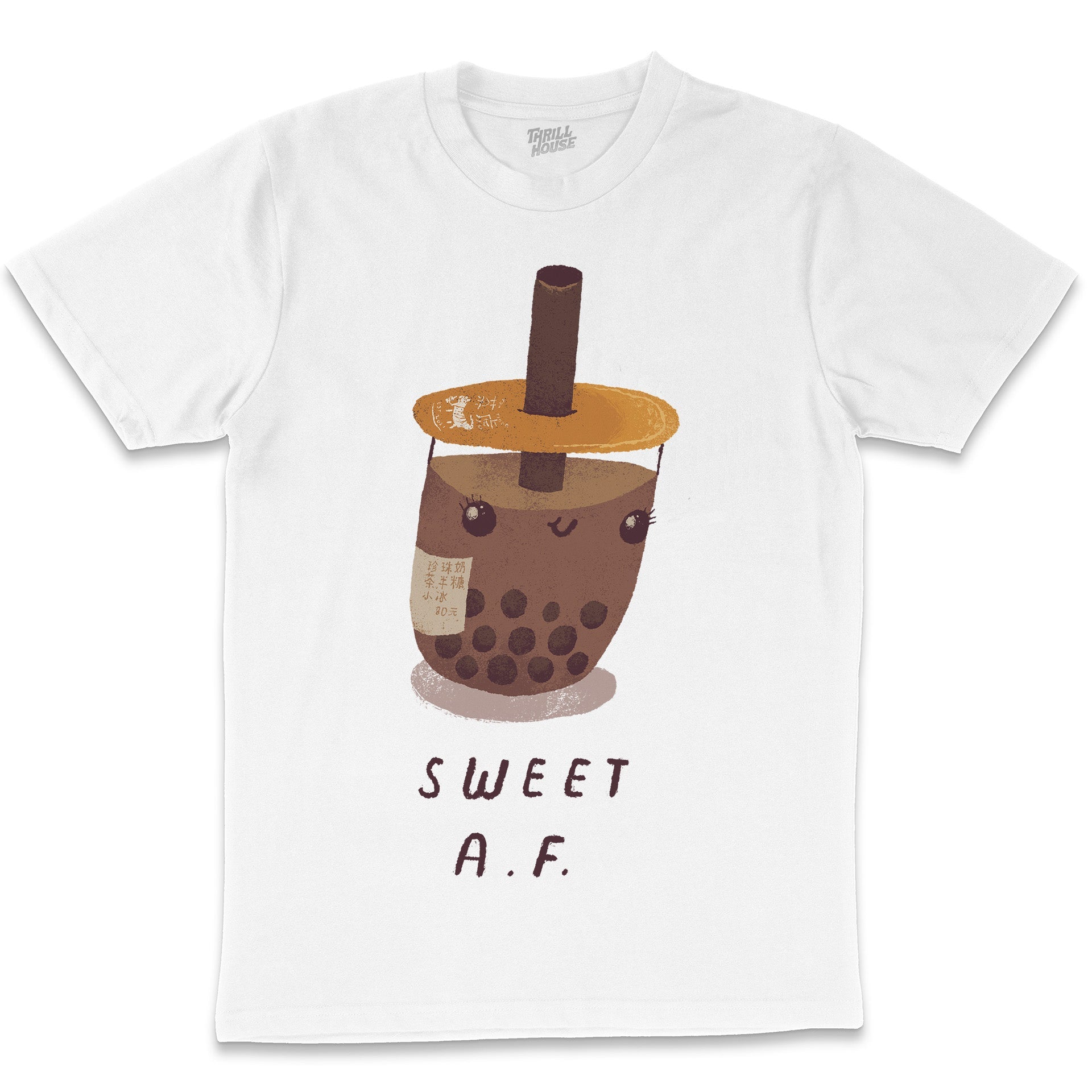 Sweet AF Funny Rude Bubble Tea Boba Pearl Drink Cute Illustration Cotton T-Shirt