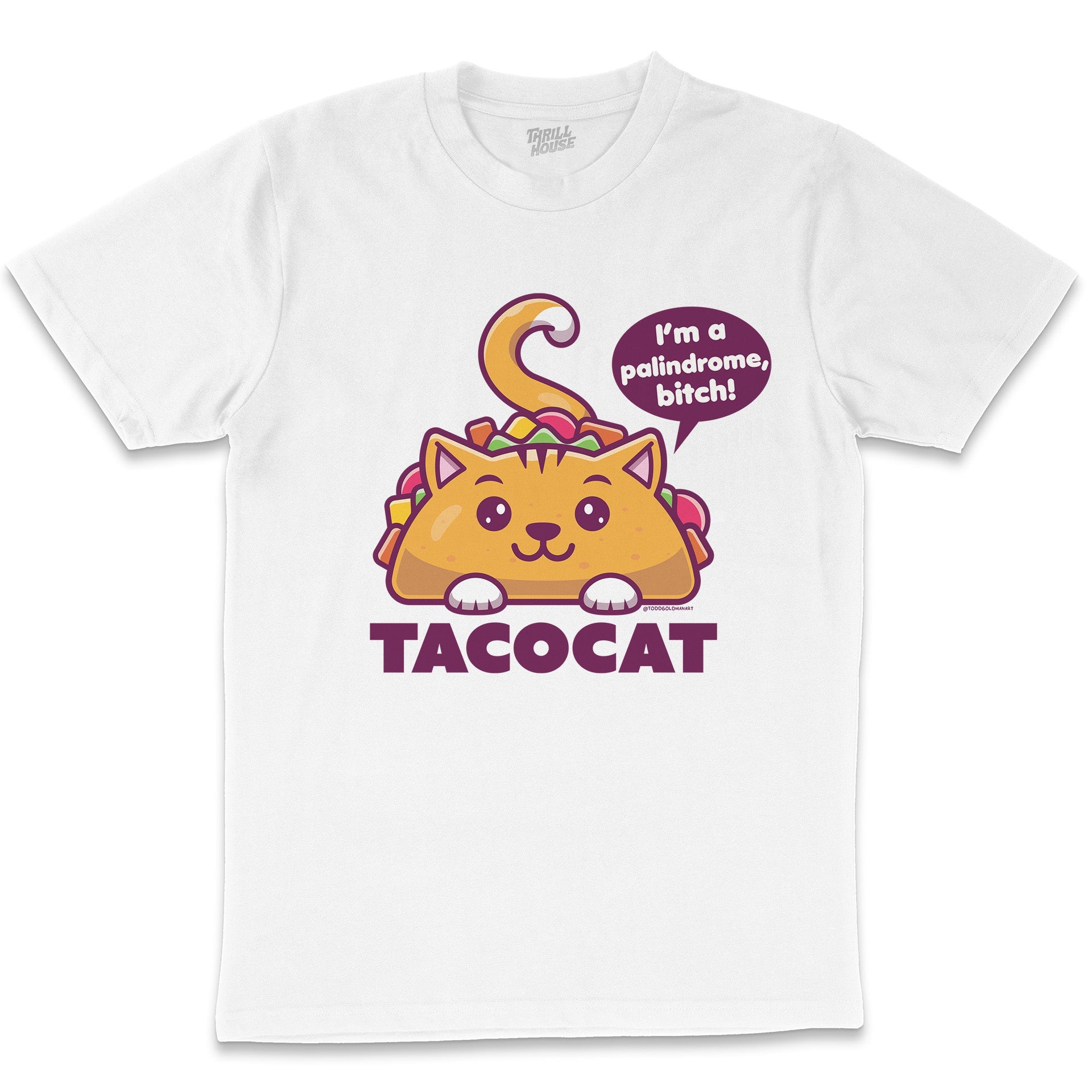 Tacocat Funny Rude Palindrome Cat Kitten Offensive Slogan Cotton T-Shirt