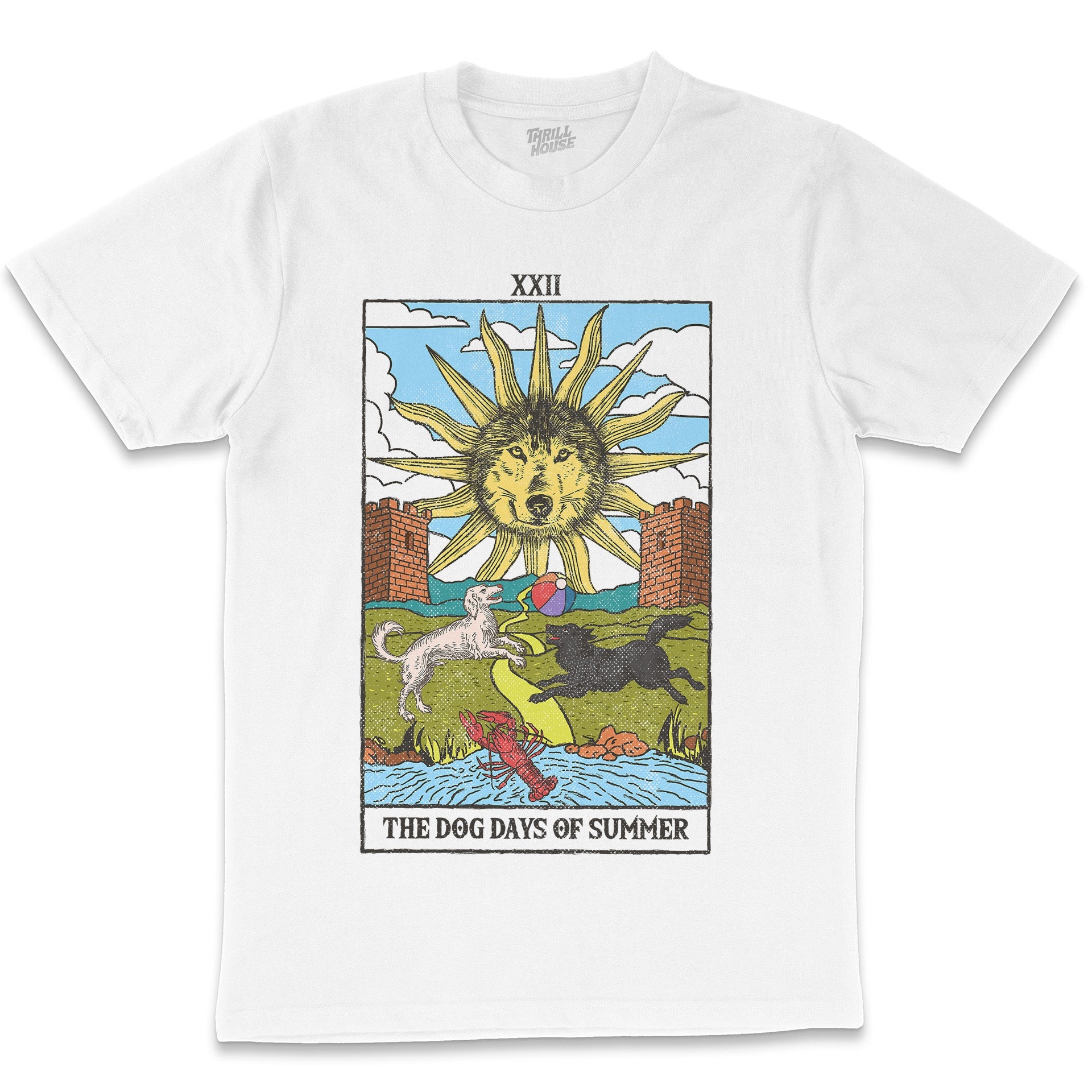 The Dog Days of Summer Artistic Artsy Tarot Card Parody Sun Esoteric Spiritual Cotton T-Shirt
