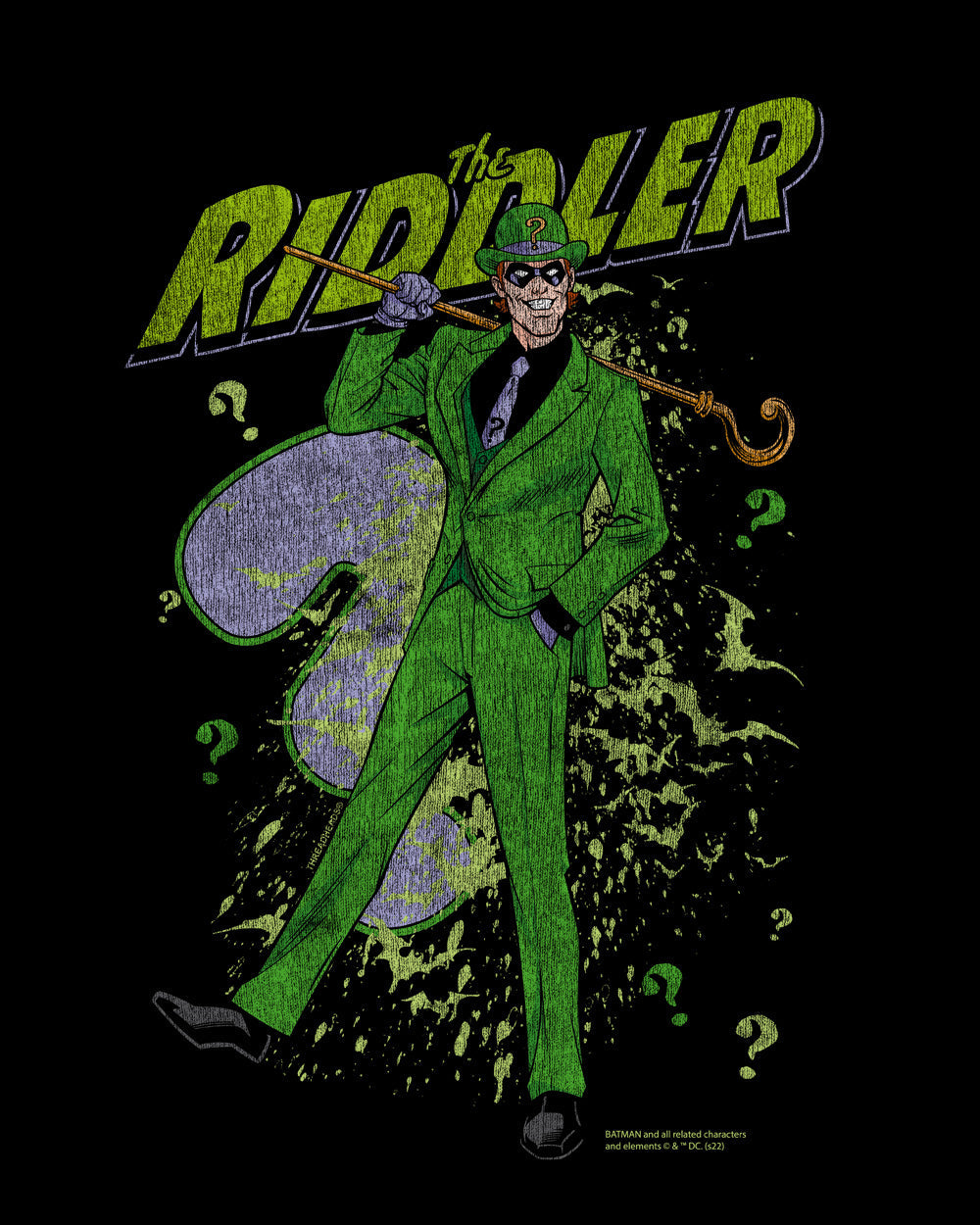 DC Comics The Riddler Batman Superhero Comic Book Villain Geek Nerd Retro Vintage Officially Licensed Cotton  T-Shirt