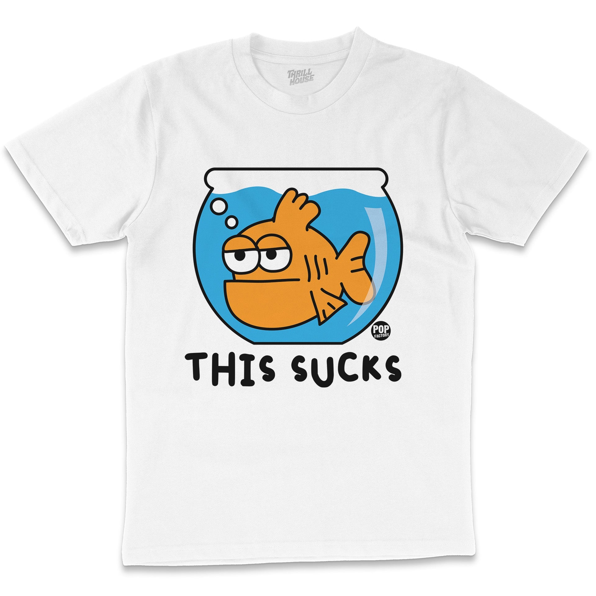 This Sucks Funny Goldfish Fish Pet Anxiety Mental Health Parody Humorous Cotton T-Shirt