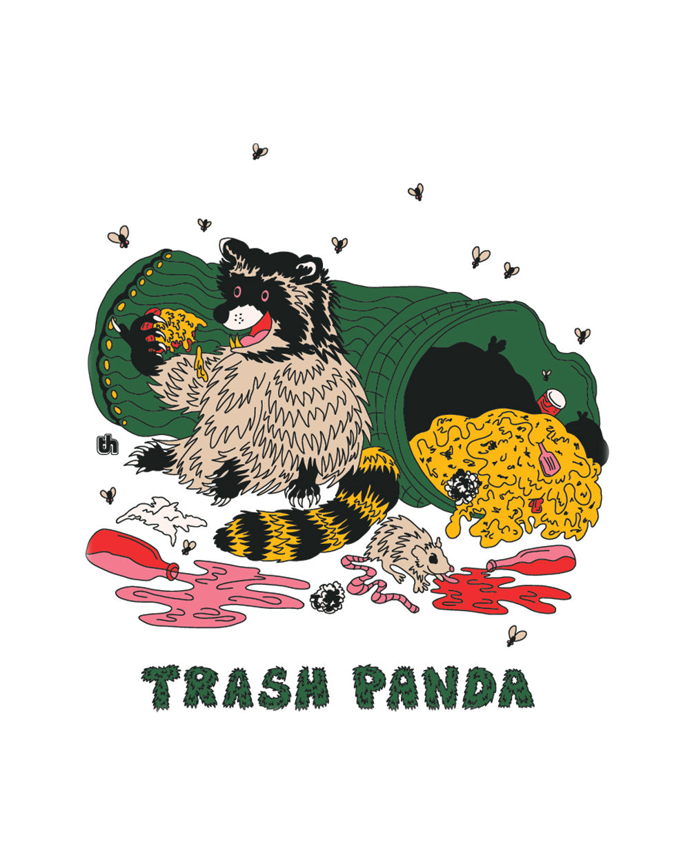 Trash Panda Funny Raccoon Eating Trash Bin Dipper Vermin Cool Animal Humorous Cotton T-Shirt