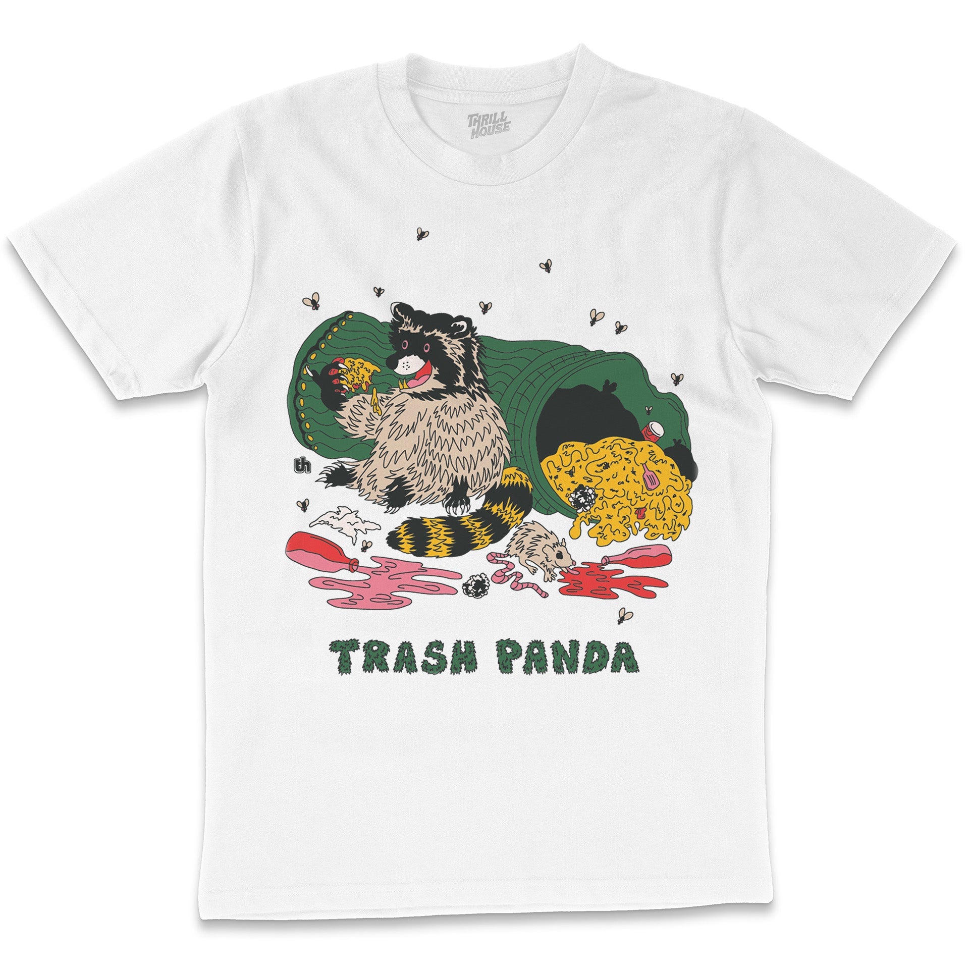 Trash Panda Funny Raccoon Eating Trash Bin Dipper Vermin Cool Animal Humorous Cotton T-Shirt