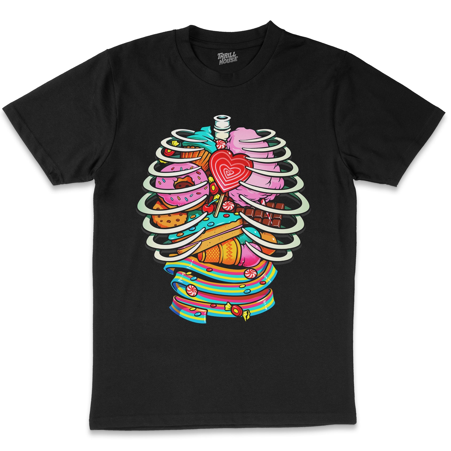 Unicorn Anatomy Sweet Inside Candy X-Ray Sweets Fantasy Animal Humorous Geek Cotton T-Shirt