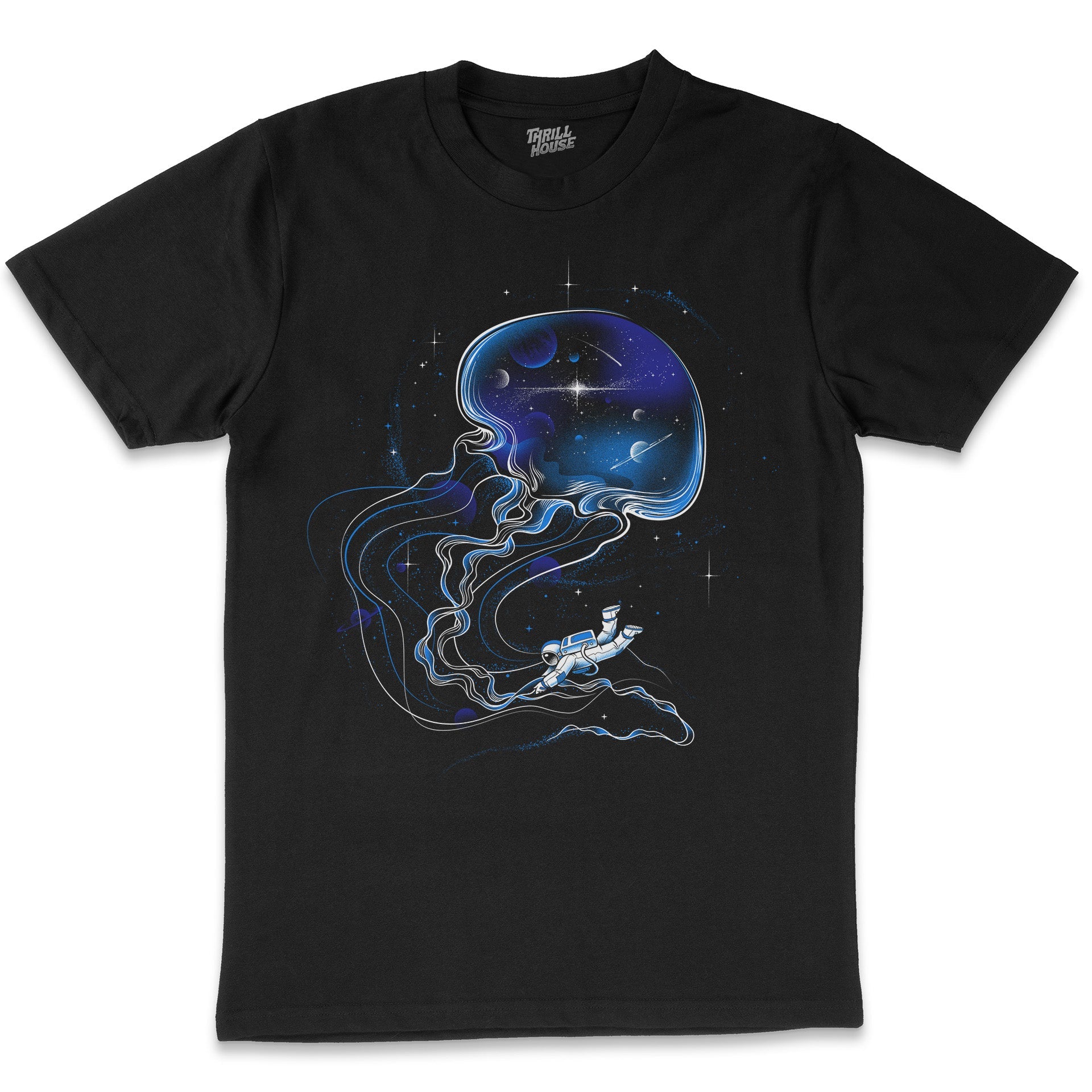 Universe Is a Big Jellyfish Planets Space Astronaut Solar System Stars Milky Way Adventure Cotton Artsy T-Shirt