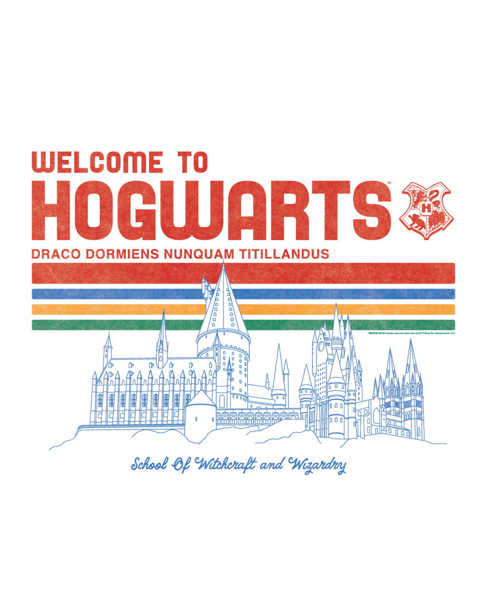 Harry Potter Welcome to Hogwarts Witchcraft Wizardry School Officially Licensed Cotton T-Shirt