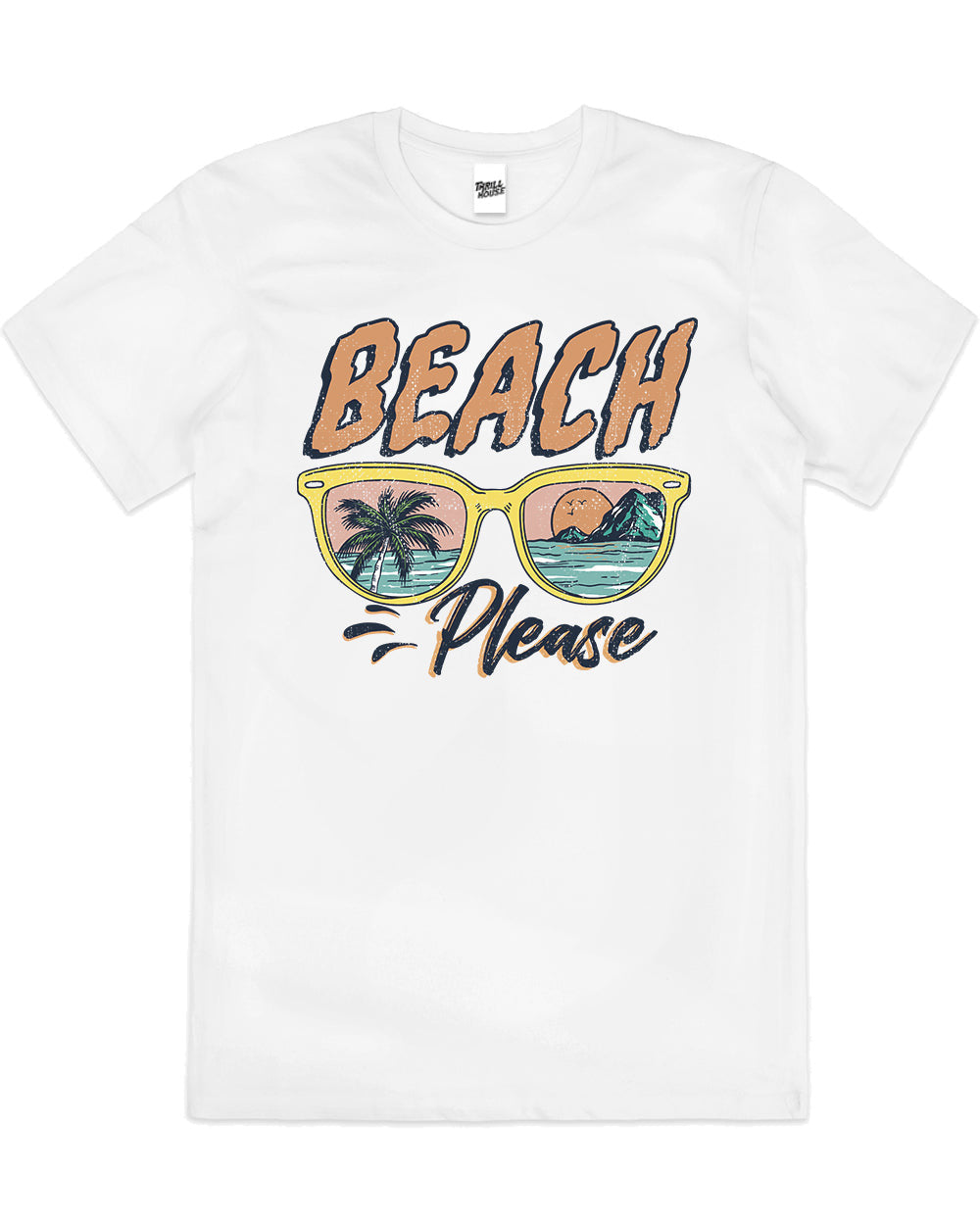 Beach Please Funny Rude Parody Pun Summer Sunnies Sunglasses Slogan Cotton T-Shirt