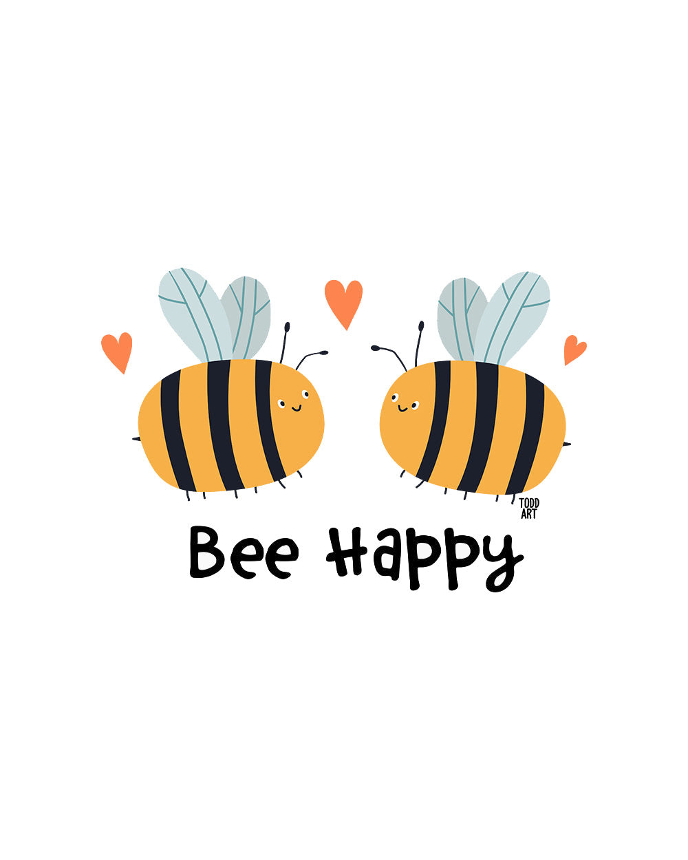 Bee Happy Bees Funny Honey Cute Nature Slogan Pun Cotton T-Shirt
