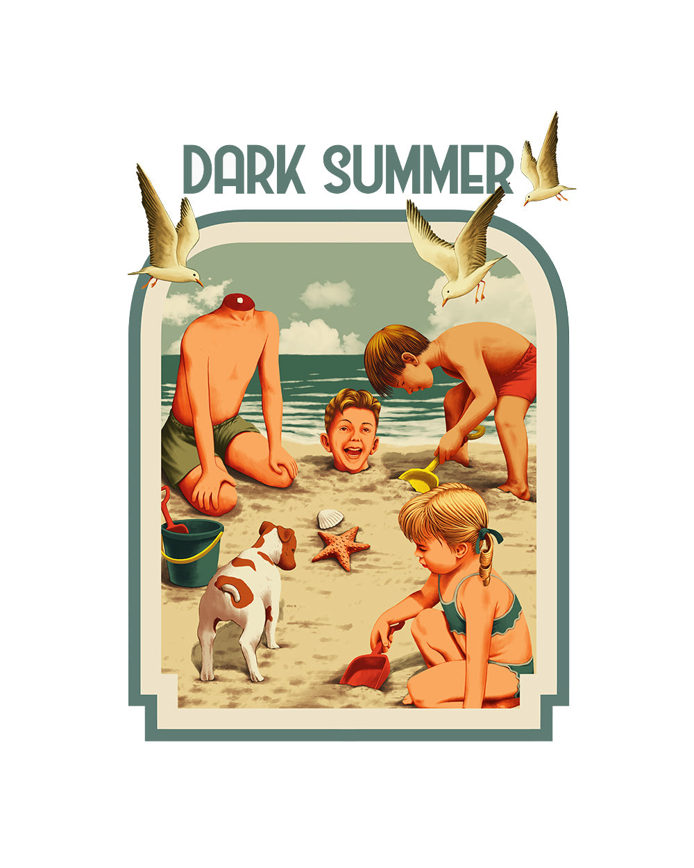 Dark Summer Cool Artsy Retro Vintage Beach Vibes Funny Kids Artsy Cotton T-Shirt