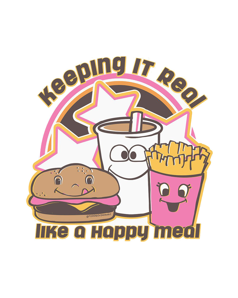 Happy Meal Funny Junk Food Foodie Hamburger Fries Munchies Stoner Slogan Cotton T-Shirt