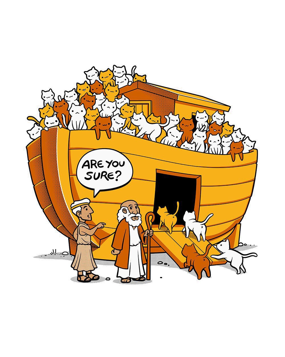 Noah's Ark Cat Funny Animal Biblical Bible Religion Cats Kitten Pet Cotton T-Shirt