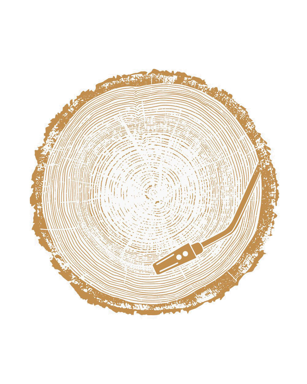 NTRL VNYL Artsy Record Vinyl Nature Wood Tree Cotton T-Shirt