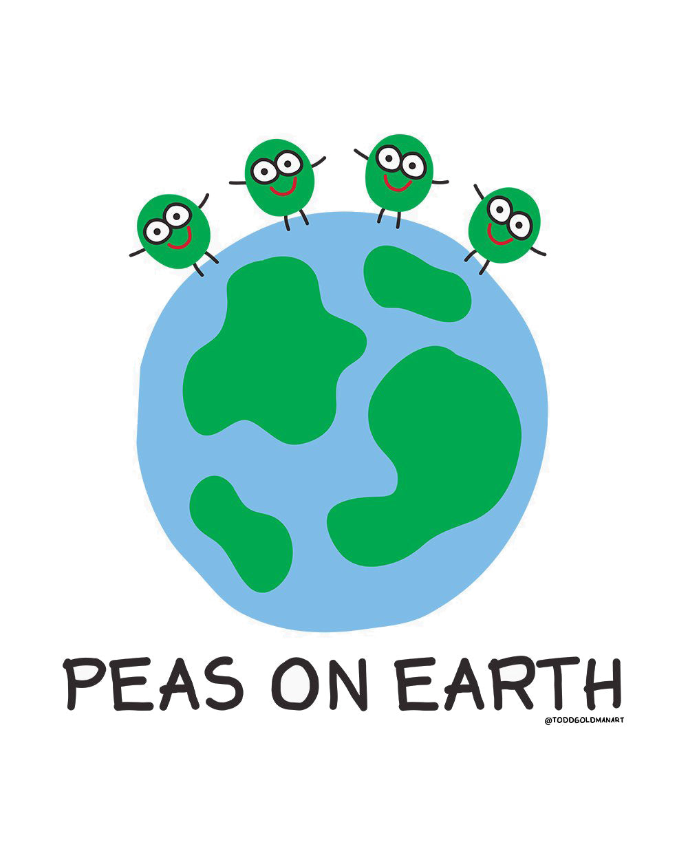 Peas on Earth Funny Peace Parody Bad Pun Dad Joke Cotton T-Shirt