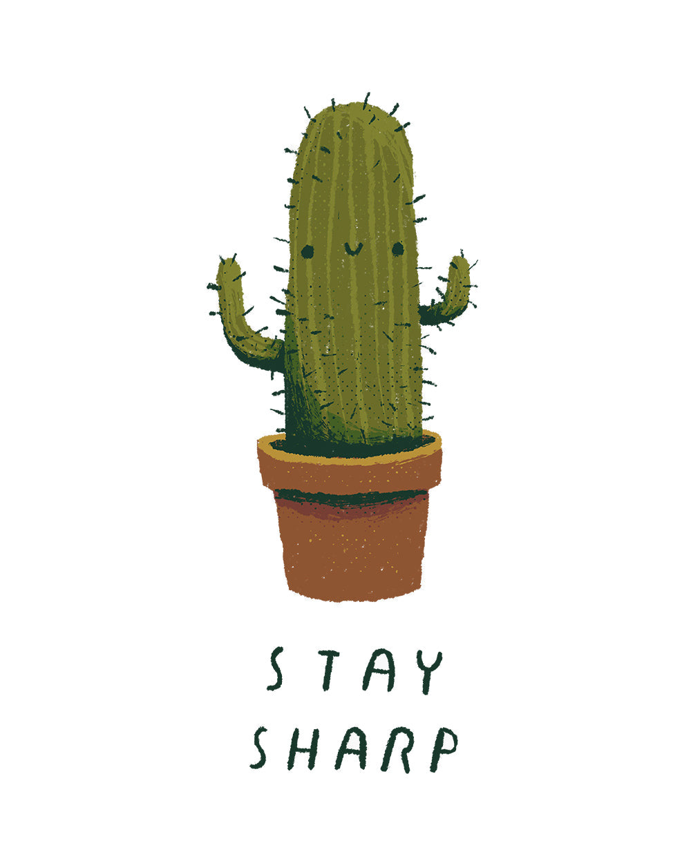 Stay Sharp Funny Cactus Plant Succulent Garden Parody Slogan Pun Cotton T-Shirt
