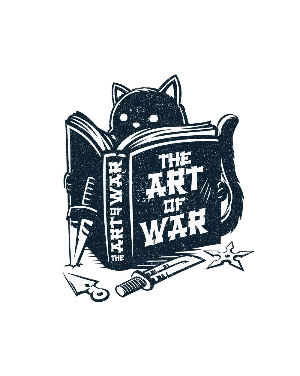 The Art of War Funny Cat Reading Book Learning Education Kitten Parody Cotton T-Shirt