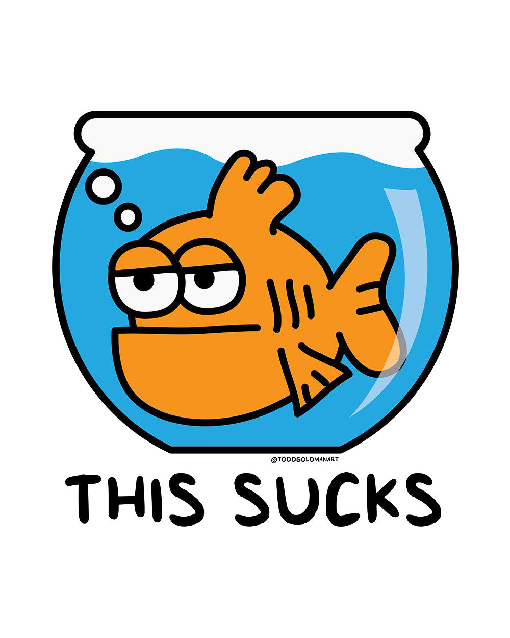 This Sucks Funny Goldfish Fish Pet Anxiety Mental Health Parody Humorous Cotton T-Shirt