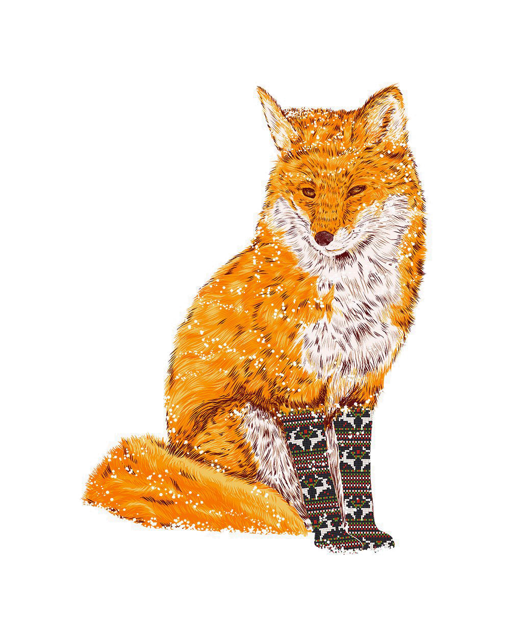 Winter Sock Fox Socks Funny Humorous Artsy Nature Animal Artistic Graphic Cotton T-Shirt