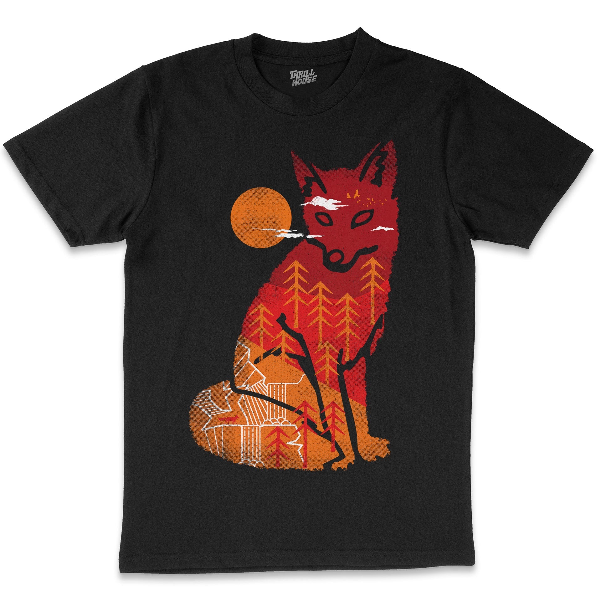 Wild is the Fox Nature Cool Artistic Animal Sunset Artsy Outdoors Cotton Graphic T-Shirt