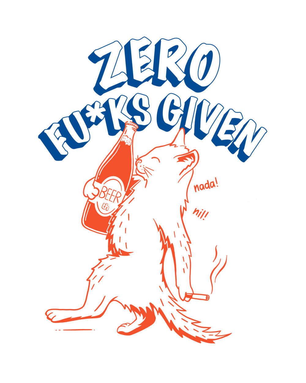 Zero Fucks Given Funny Rude Cat Kitten Attitude Slogan Humorous Kitty Cotton T-Shirt